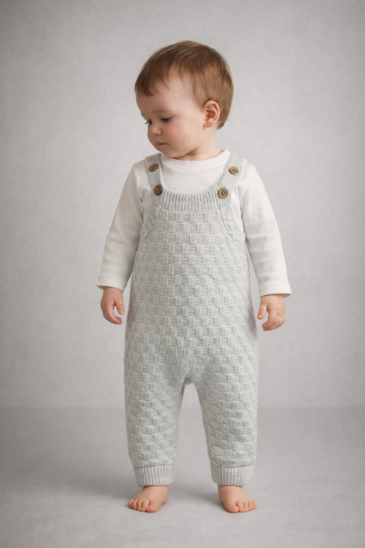 Salopă tricotată cu model fagure de miere pentru bebeluși Littleland, 6-9-12 luni A23