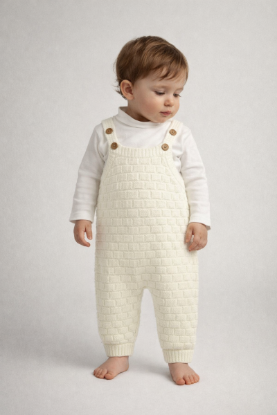 Salopă tricotată cu model fagure de miere pentru bebeluși Littleland, 6-9-12 luni A23