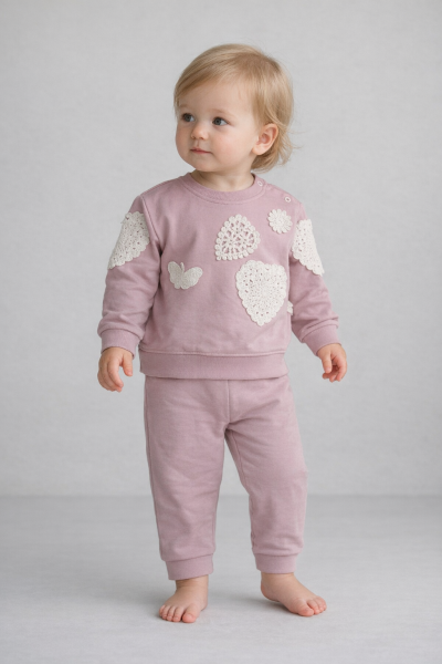 SET 2 PIESE BYMURAT CU INIMĂ FLUTURE 6-9-12-18-24 LUNI A29