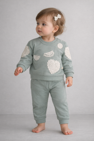 SET 2 PIESE BYMURAT CU INIMĂ FLUTURE 6-9-12-18-24 LUNI A29