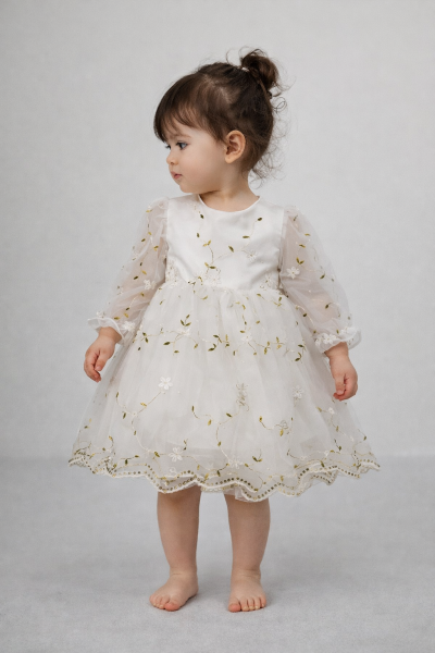 ROCHIE CU DETALII CU TRANDAFIRE PENTRU BEBE 1-5 ANI A75