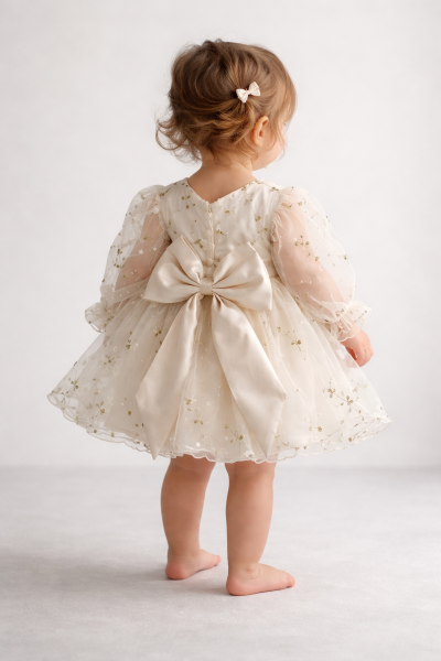 ROCHIE CU DETALII CU TRANDAFIRE PENTRU BEBE 1-5 ANI A75