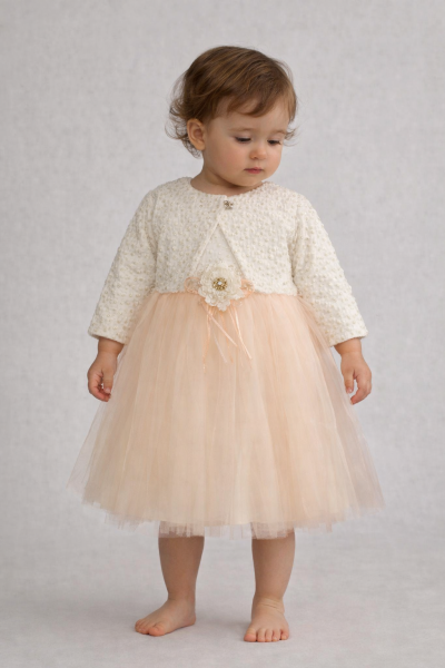 ROCHIE BOLERO CU FLORI ȘI SLĂBITORI AURII BULŞEN 9/18 LUNI A39