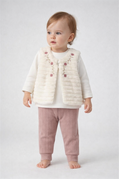 Vestă de pluș ELCI 6-18 luni, set 3 piese A38