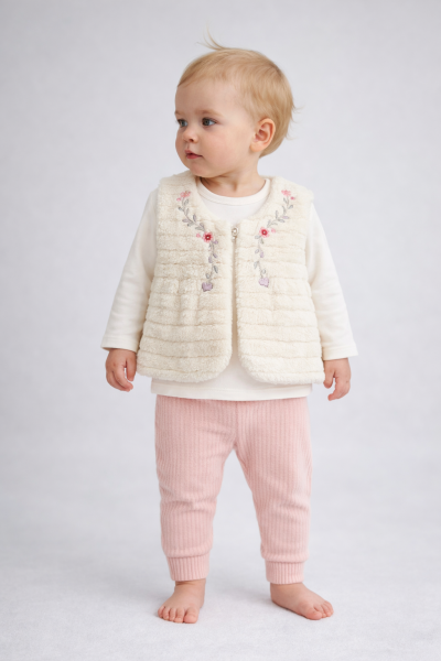 Vestă de pluș ELCI 6-18 luni, set 3 piese A38