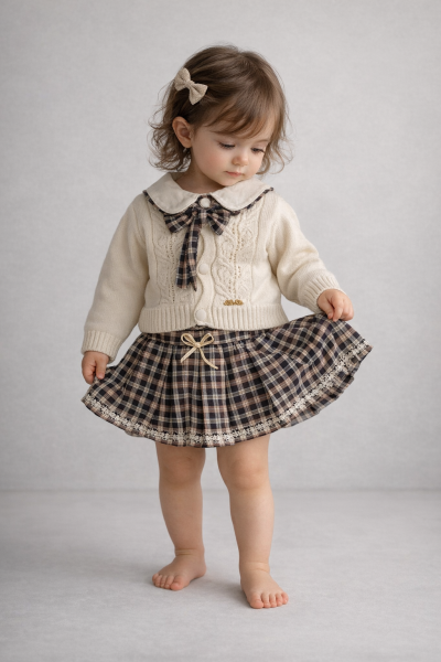 Set vestă și fustă tricotate Missolix 9/24 luni A110