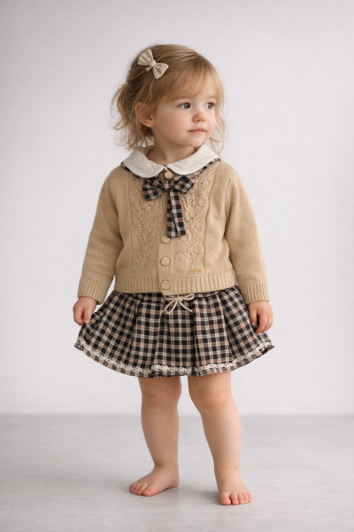 Set vestă și fustă tricotate Missolix 9/24 luni A110