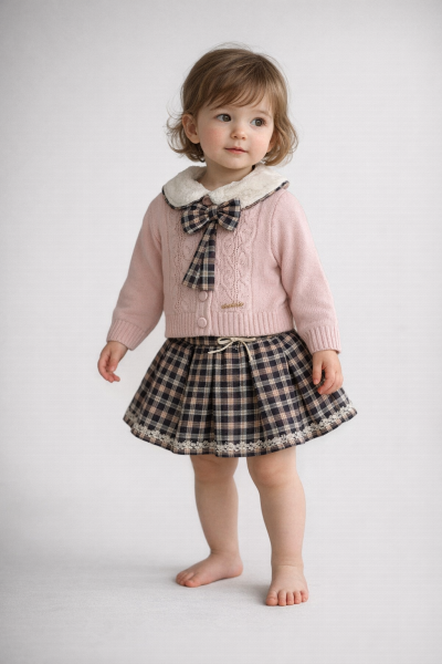 Set vestă și fustă tricotate Missolix 9/24 luni A110