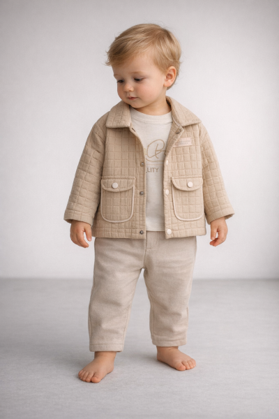 Set jachetă cu buzunare duble, clasa junior 9/24 luni, format din 3 piese A76