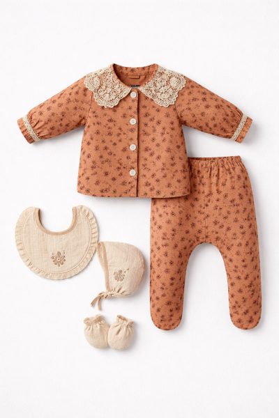 Set de 5 piese din muselină pentru nou-născuți, 0-3 luni A35