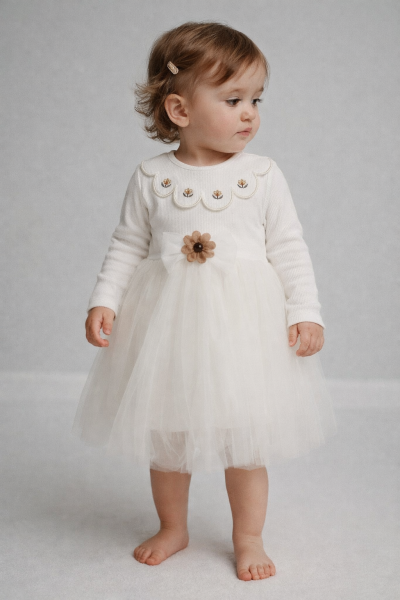 Rochie MiniCix cu guler cu margarete pentru copii 9/24 de luni A26