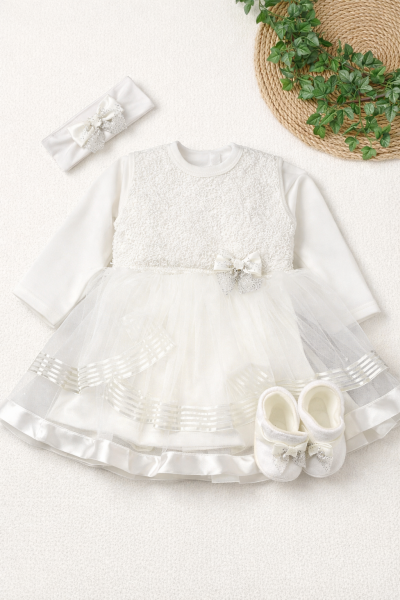 Babylia Set rochiță elegantă pentru fetițe nou-născute (0–3 luni)A29