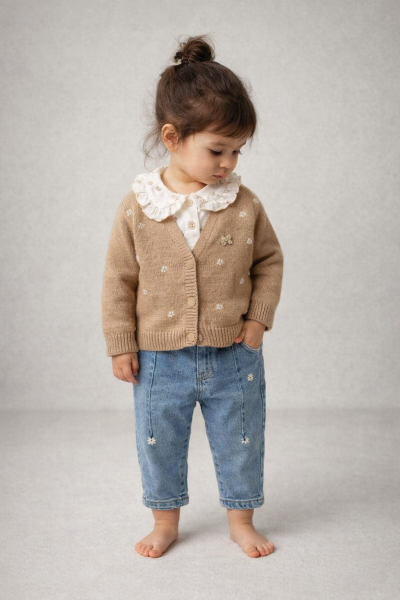 Set cămașă cu imprimeu și broderie Missolix 9/24 luni A110