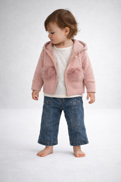 Set cardigan tricotat de pluș Missolix 9/24 luni cu buzunare A110