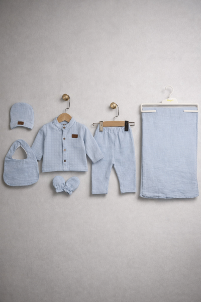 Pătură brodată Newworld, set de 6 piese din muselină, 0-3 luni A54