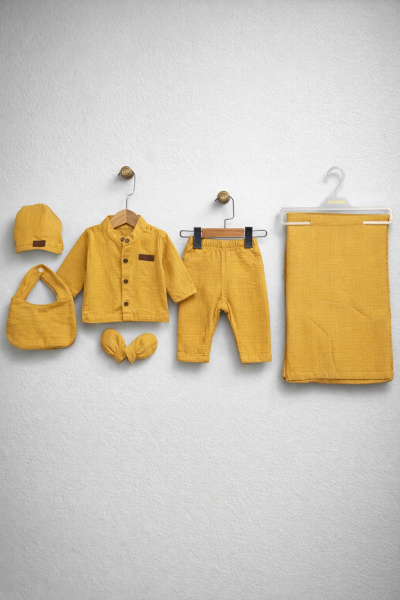 Pătură brodată Newworld, set de 6 piese din muselină, 0-3 luni A54