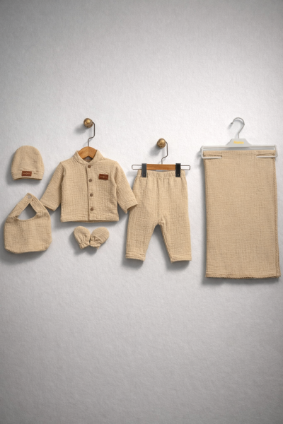 Pătură brodată Newworld, set de 6 piese din muselină, 0-3 luni A54