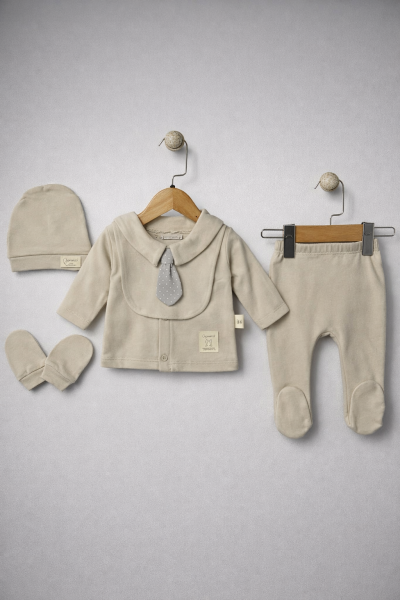 SET NOU-NĂSCUT MINICAYZEN 0/3 LUNI BĂRBAȚI CU 5 PIESE ȘI LEGĂTURĂ A36