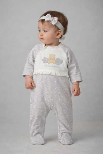 SALOPĂ BRODATĂ ANNORA 3/9 LUNI CU STELE ȘI URSULETUL A19