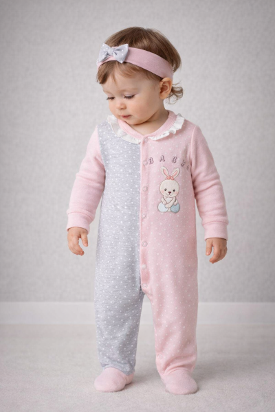 SALOPĂ BRODATĂ CU PISICĂ ÎN FORMĂ DE INIMĂ ANNORA 3/9 LUNI A19