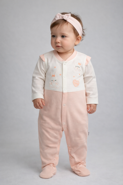 SALOPĂ BRODATĂ ANNORA 3/9 LUNI CU INIMĂ, IEPURE, URSULET A19