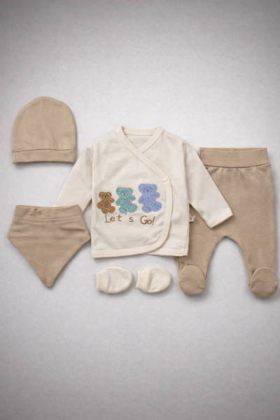 SERDE BABY 0/3 LUNI SET URSULET 3 CULORI 5 PIESE A25