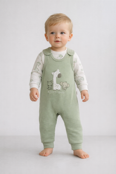 Salopă Babycan 6/12 luni cu girafă și elefant A25