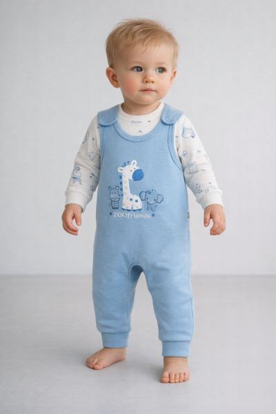 Salopă Babycan 6/12 luni cu girafă și elefant A25