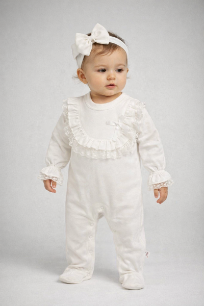 BYMURAT Salopetă 3–12 luni cu guler din dantelă A25