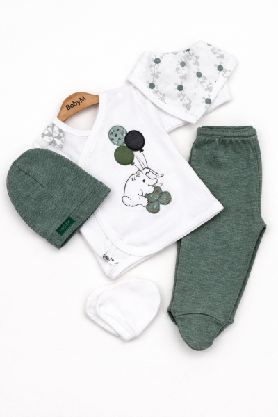 SET DE 5 BALOANE ZIBIN CU ELEFANT PENTRU BEBELUȘI 0/3 LUNI A25