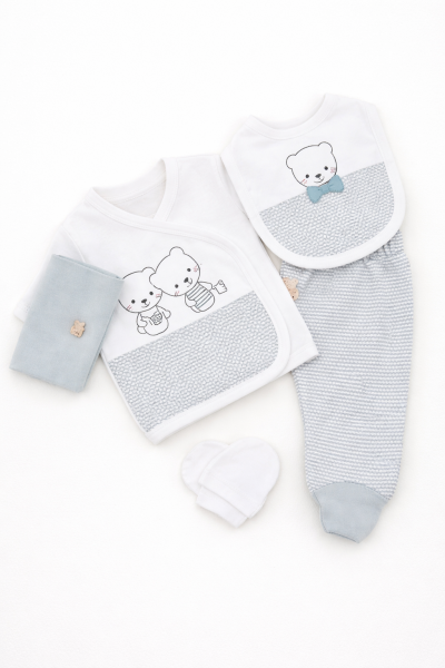 SET URSULET DE PLUȘ BABYİM 0-3 LUNI, 5 PIESE, PENTRU NOU-NĂSCUT A25