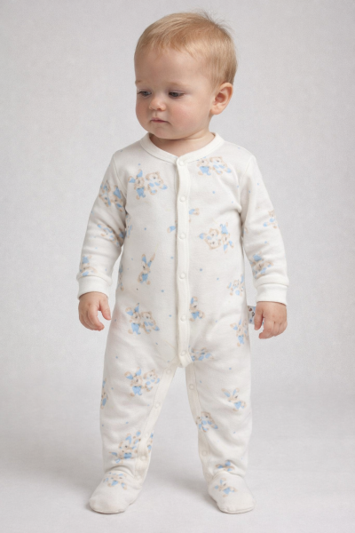 SALOPĂ BYMURAT CU IMPRIMEU DE IEPURI 3/9 LUNI A20