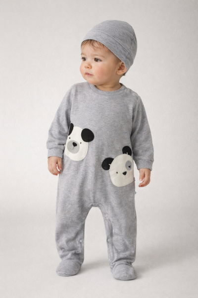 SALOPĂ BRODATĂ CU PANDA BYMURAT 0-3-6LUNI A25