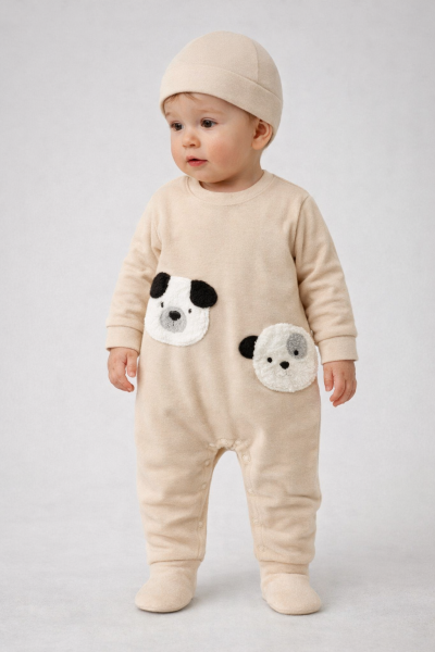 SALOPĂ BRODATĂ CU PANDA BYMURAT 0-3-6LUNI A25