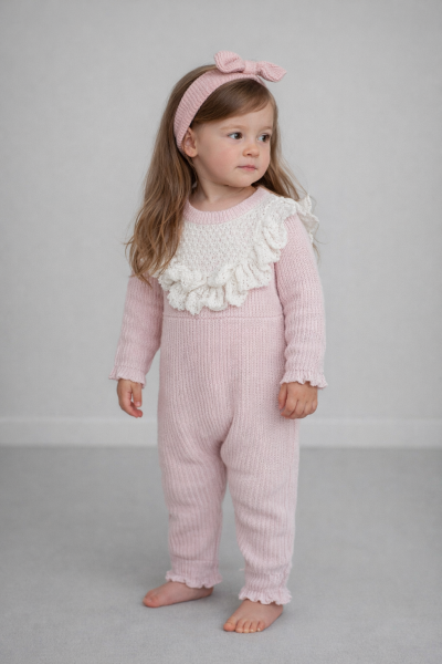 Salopetă BYMURAT cu bandană și guler 3/12 luni A25