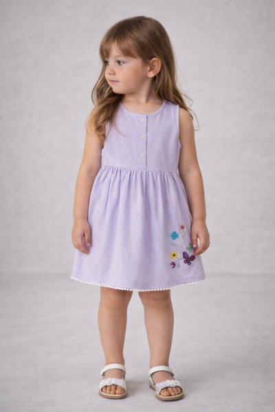 ROCHIE ORYEDA COLORATĂ CU BRODATĂ CU FLUTURI, PENTRU BEBELUȘI, 9/24 LUNI A36