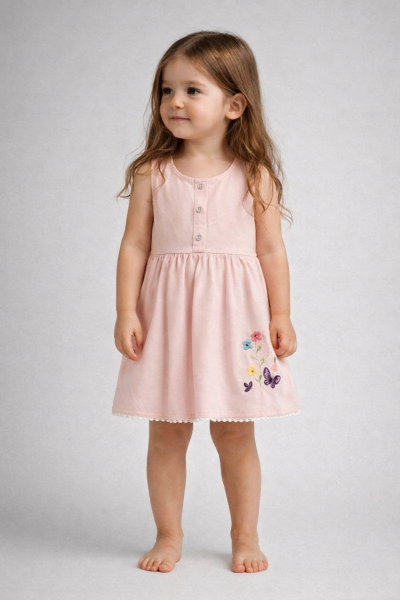 ROCHIE ORYEDA COLORATĂ CU BRODATĂ CU FLUTURI, PENTRU BEBELUȘI, 9/24 LUNI A36