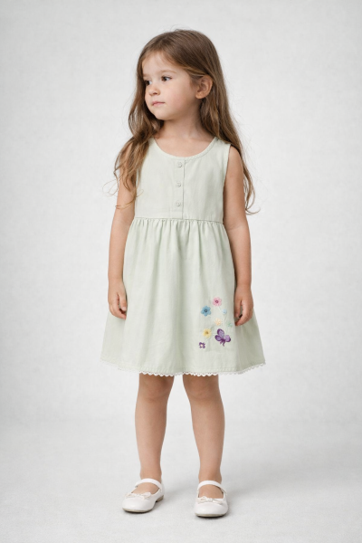 ROCHIE ORYEDA COLORATĂ CU BRODATĂ CU FLUTURI, PENTRU BEBELUȘI, 9/24 LUNI A36