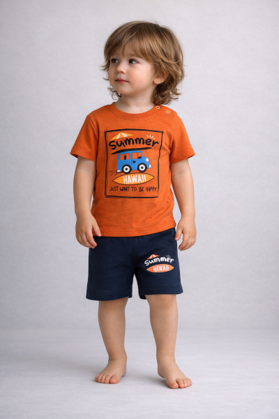 Set Mimosa vară Hawaii cu pantaloni scurți  9/24 luni A17