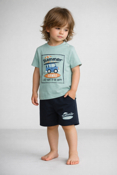 Set Mimosa vară Hawaii cu pantaloni scurți  9/24 luni A17