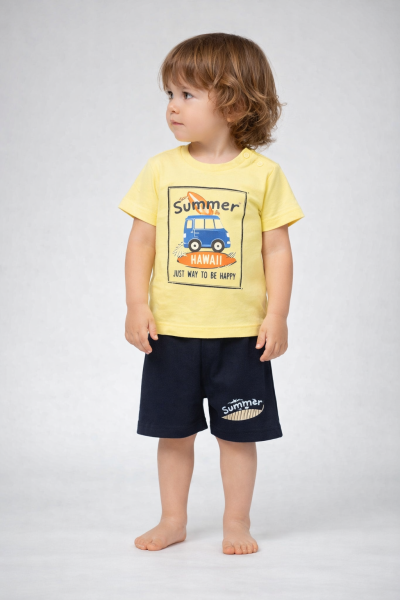 Set Mimosa vară Hawaii cu pantaloni scurți  9/24 luni A17