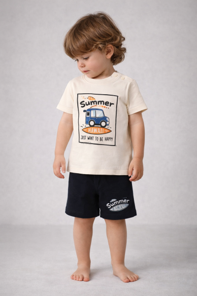 Set Mimosa vară Hawaii cu pantaloni scurți  9/24 luni A17
