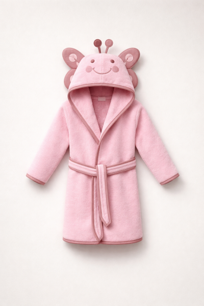 Ramel Halat de Baie pentru Copii 1–4 Ani, cu Fluture Brodat A54