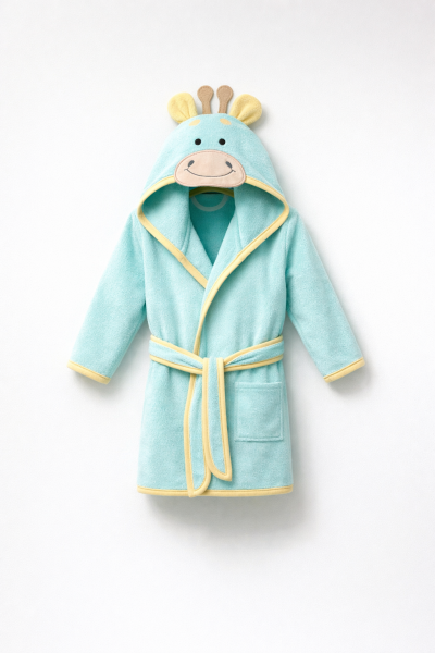 Ramel Halat de Baie pentru Copii 1–4 Ani, cu Animăluț Brodat A54