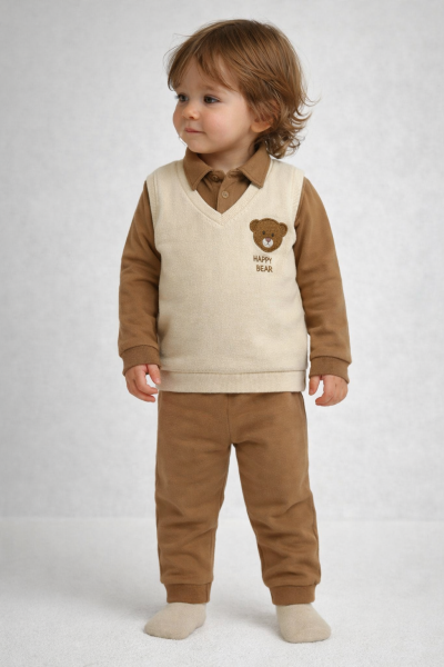 Babyim Set 2 Piese pentru Bebeluși 6–12 Luni, cu Detaliu de Pulover A27