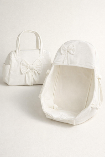  Gülşen Bebe Set pentru Bebeluși 0–6 Luni, Port-bebe Tip Scoică cu Geantă și Fundă cu Perle A98