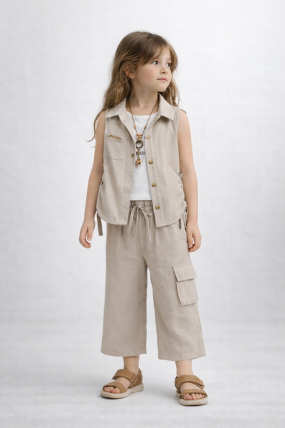 Missolix Set pentru Copii 3–6 Ani, Cămașă Model Maiou și Pantaloni A97