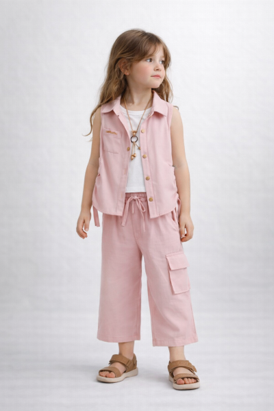 Missolix Set pentru Copii 3–6 Ani, Cămașă Model Maiou și Pantaloni A97