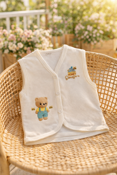 Elbebek Vestă pentru Copii 2–4 Ani, cu Inscripția „Honey Season” A12