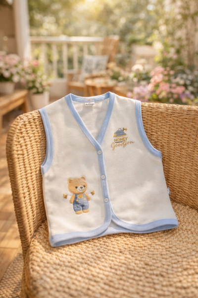 Elbebek Vestă pentru Copii 2–4 Ani, cu Inscripția „Honey Season” A12